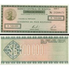 500 000 Pesos Bolivianos Bolívia 1984, P189 UNC