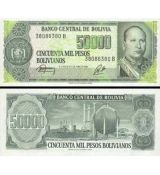 50 000 Pesos Bolívia 1984, P170 UNC