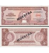 5 Pesos Oro Dominikánska republika 1966-70 P100a2-s UNC