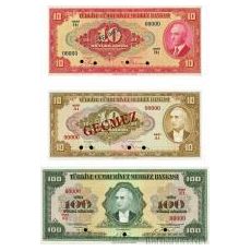 10+10+100 Lira Turecko 1947-48 P147-149, REPRODUKCIE