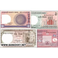 Bangladéš 1-10 Taka 4 bankovky UNC