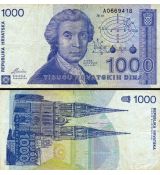 1000 Dinárov Chorvátsko 1991 P022a-2 F