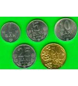 Moldavsko 1-5-10-25-50 Bani 2000-2006 UNC, sada mincí