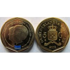Holandské Antily 5 Gulden 2013 UNC Curaçao, pamätná minca