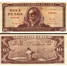 10 Pesos Kuba 1967-89 P104s UNC SPECIMEN