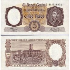 5 Pesos Argentína 1960 P275c AU/UNC