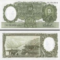 50 Pesos Argentína 1968-69 P276 UNC