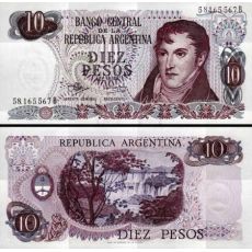 10 Pesos Argentína 1970-73 P289 UNC