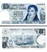 5 Pesos Argentína 1974-76 P294 UNC