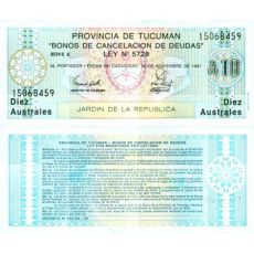 10 Australes Provincia de Tucumán 1988 S2713b UNC