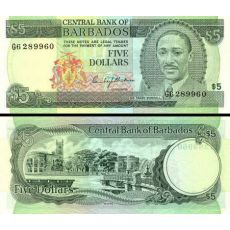 5 dolárov Barbados 1975 P32a UNC