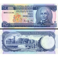 2 doláre Barbados 1986 P36 UNC