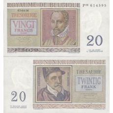 20 Francs Belgicko 1956 P132 AU/UNC