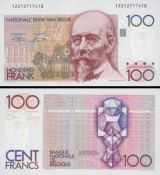 100 Francs Belgicko 1982-1994 P142 UNC