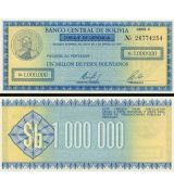 1 000 000 Pesos Bolivianos Bolívia 1984, P190 UNC