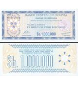 1 000 000 Pesos Bolivianos Bolívia 1985, P192Ca UNC