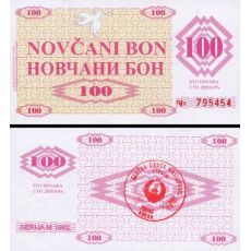 100 Dinara Bosna a Hercegovina 1992 P6a UNC, BREZA