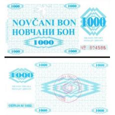 1000 Dinara Bosna a Hercegovina 1992 P8b UNC, FOJNICA