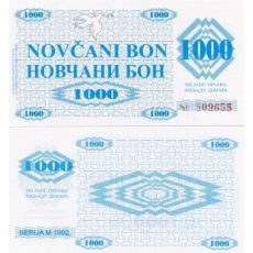 1000 Dinara Bosna a Hercegovina 1992 P8r UNC