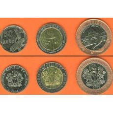 Nigéria 50 Kobo + 1-2 Naira 2006 UNC, sada mincí