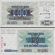 100 000 000 Dinara Bosna a Hercegovina 1993 P37 UNC