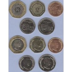 Jordánsko 1 Qirsch + 5-10 Piastres + ¼-½ Dinar 2009-2012 UNC, sada mincí