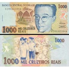 1000 cruzeiros reias Brazília 1993, P240 UNC