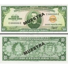 10 Pesos Oro Dominikánska republika 1964 P101a2-s UNC