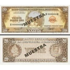 20 Pesos Oro Dominikánska republika 1964 P102a2-s UNC