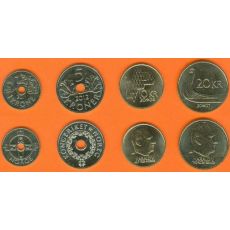 Nórsko 1-5-10-20 Kroner 2007-2012 UNC, sada mincí