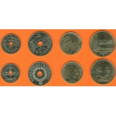 Nórsko 1-5-10-20 Kroner 2003-2013 UNC, sada mincí pamätná 10-koruna
