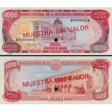 1000 Pesos Oro Dominikánska republika 1985 P124-s2 UNC MUESTRA