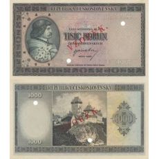 1000 korún Československo 1945 Jiří z Poděbrad VZOREK - REPLIKA