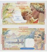 10 Noveaux Francs  Martinik 1960 nevydaný Specimen - REPLIKA