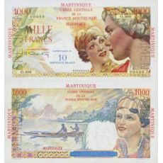10 Noveaux Francs  Martinik 1960 nevydaný Specimen - REPLIKA