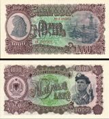 1,000 lekë Albánsko 1957 P32a AU/UNC