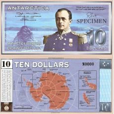 10 Dolárov Antarktída 2001 SPECIMEN UNC