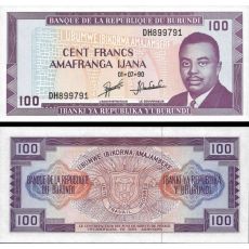100 Frankov Burundi 1990 P29c UNC