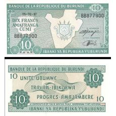 10 Frankov Burundi 1997 P33d UNC