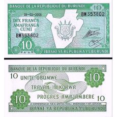10 Frankov Burundi 2005 P33e UNC