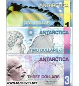 Antarktída 1-3 Doláre 3 bankovky UNC