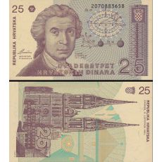 25 Dinárov Chorvátsko 1991 P019 UNC