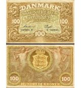 100 Kroner Dánsko 1943 P33d-2-3 F