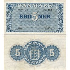 5 Kroner Dánsko 1950 P35g-2-3 F