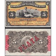 5 Pesos Kuba 1896 P048a-0 AU