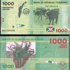 1000 Frankov Burundi 2015 P51 UNC