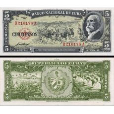 5 Pesos Kuba 1958 P091a-0 AU